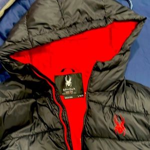 Puffer Black and red jacket. Size 14-16